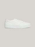 White Leather Debossed Logo Cupsole Trainers  Men