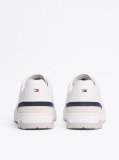 White Leather Mixed Texture Basketball Trainers  Men