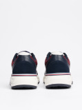 Blue Pantofi Sport Din Piele Cu Textura Mixta  Barbati