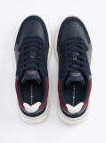 Blue Pantofi Sport Din Piele Cu Textura Mixta  Barbati