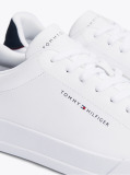 White Pebble Grain Court Trainers  Men