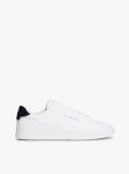 White Pebble Grain Court Trainers  Men