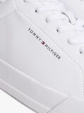 White Pebble Grain Court Trainers  Men