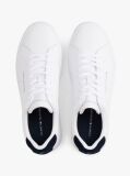 White Pebble Grain Court Trainers  Men