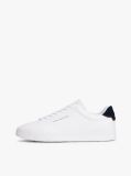 White Pebble Grain Court Trainers  Men