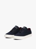 Blue Canvas Embossed Logo Trainers  Men