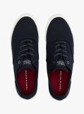 Blue Canvas Embossed Logo Trainers  Men