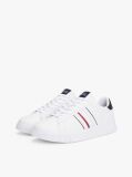 White Leather Debossed Logo Trainers  Men