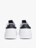 White Leather Debossed Logo Trainers  Men