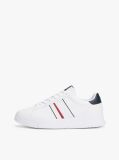 White Leather Debossed Logo Trainers  Men