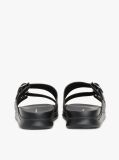 Black Leather Buckle Strap Sandals  Men