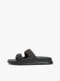 Black Leather Buckle Strap Sandals  Men