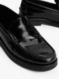 Negru Loaferi Din Piele Cu Logo Embosat  Barbati