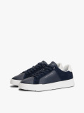 Blue Mixed Texture Leather Court Trainers  Men
