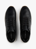 Black Leather Fine Cleat Hybrid Trainers  Men