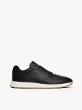 Black Leather Fine Cleat Hybrid Trainers  Men