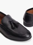 Black Logo Tassel Flexible Leather Loafers  Men