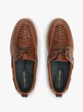 Brown Leather Braided Boat Shoes  Men