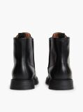 Black Leather Cleat Zip-Up Mid Boots  Men