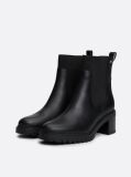 Negru Enamel Flag Leather Cleat Chelsea Boots  Femei