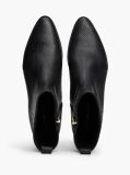 Black Snake Embossed Leather Ankle Cowboy Boots  Women
