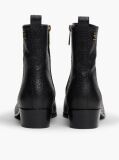 Black Snake Embossed Leather Ankle Cowboy Boots  Women