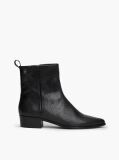 Black Snake Embossed Leather Ankle Cowboy Boots  Women