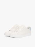 White Essential Metallic Leather Court Trainers  Women