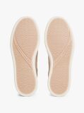 Beige Leather Metallic Logo Court Trainers  Women