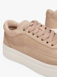 Beige Leather Metallic Logo Court Trainers  Women