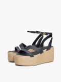 Blue Espadrile Cu Platforma Din Piele  Femei