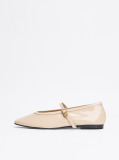 Beige Patent Leather Mary Jane Ballerinas  Women