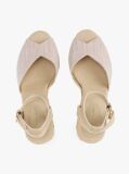 Beige Chambray Espadrille Wedge Sandals  Women