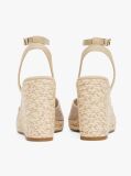 Beige Chambray Espadrille Wedge Sandals  Women