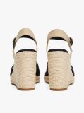 Negru Sandale Espadrile Cu Toc Wedge Si Bretele Din Satin  Femei