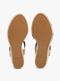 Negru Sandale Espadrile Cu Toc Wedge Si Bretele Din Satin  Femei