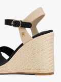 Negru Sandale Espadrile Cu Toc Wedge Si Bretele Din Satin  Femei