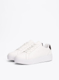 White Leather Flatform Court Trainers  Women