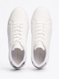 White Leather Flatform Court Trainers  Women