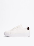 White Leather Flatform Court Trainers  Women
