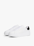 Alb Sneakers Cu Talpa Platforma Si Toc Contrast Din Piele  Femei