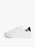 Alb Sneakers Cu Talpa Platforma Si Toc Contrast Din Piele  Femei