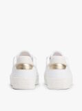 Alb Sneakers Din Piele Cu Embosare Metalica  Femei