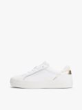 Alb Sneakers Din Piele Cu Embosare Metalica  Femei
