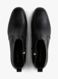 Black Leather TH Monogram Plaque Ankle Boots  Women