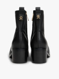 Black Leather TH Monogram Plaque Ankle Boots  Women