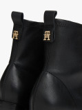 Black Leather TH Monogram Plaque Ankle Boots  Women