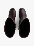 Brown Leather TH Monogram Horsebit Riding Boots  Women