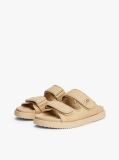 Beige TH Monogram Raffia Buckle Cleat Sandals  Women