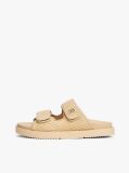 Beige TH Monogram Raffia Buckle Cleat Sandals  Women